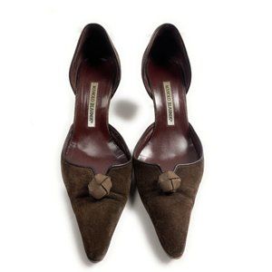Manolo Blahnik Brown Suede 3 in Heels 38.5 EU Size 7.5 US